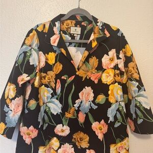 Floral Black Blouse with Multicolor Flowers tuckernuck top